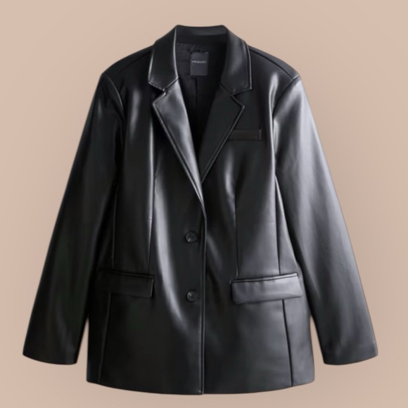 Blazer Jackets & Blazers - Primark Black Faux Leather Jacket Blazer US Size 12 Large Womens Career Capsule‎